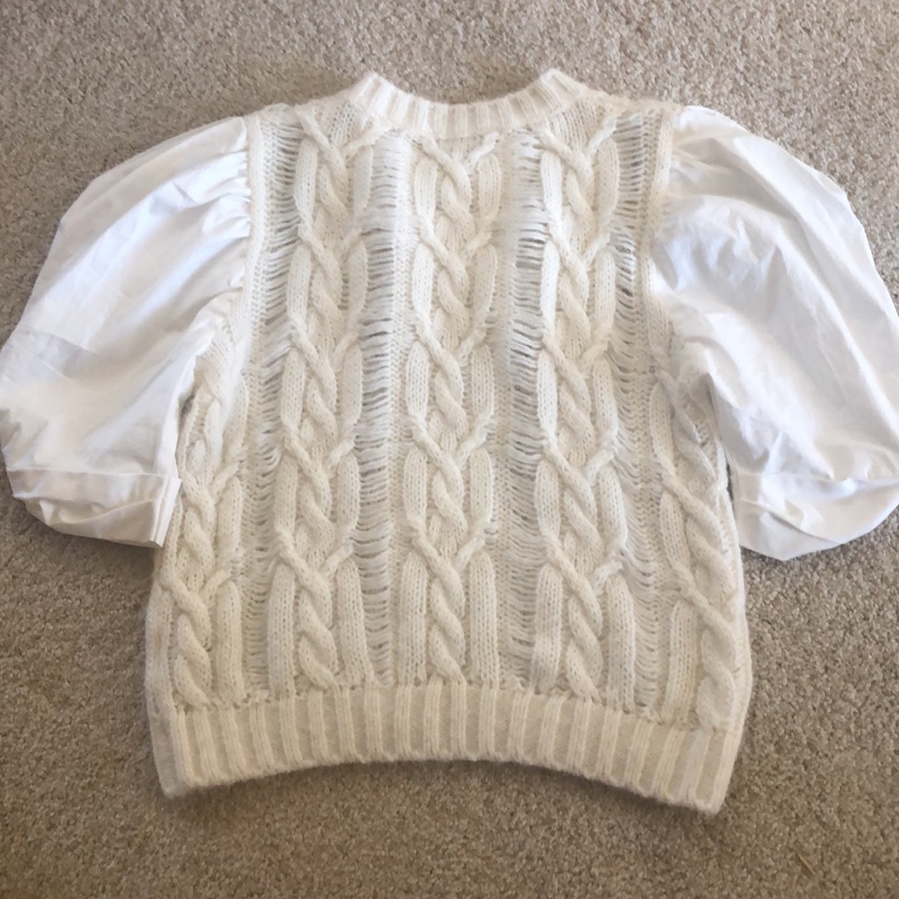 Sea New York Cream Puff Sleeved Knit Top Sz S - Picture 2 of 7